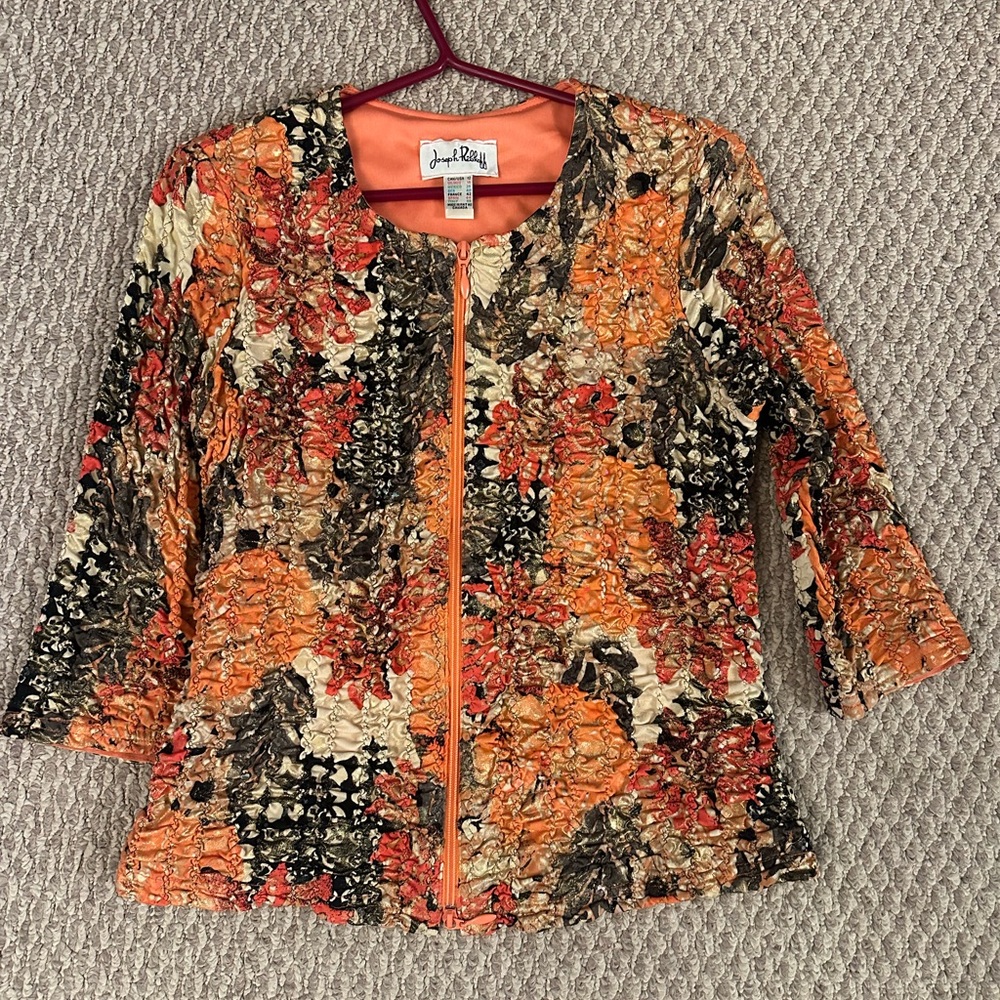 Joseph Ribkoff Orange and Cream Jacket - Picture 1 of 6